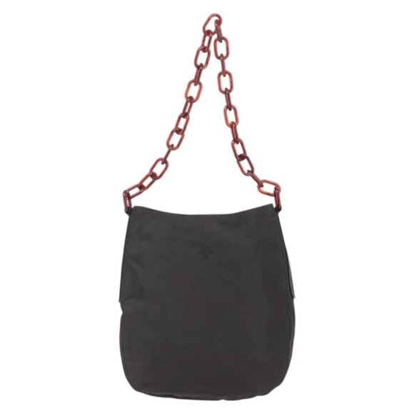 PRADA Chain Shoulder Bag Nylon Brown Auth - Picture 1 of 16